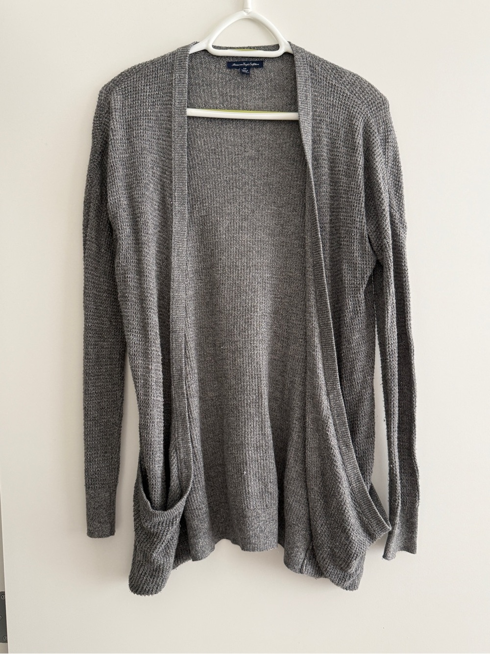 American Eagle Outfitters Gray Open-Front Knit Cardigan